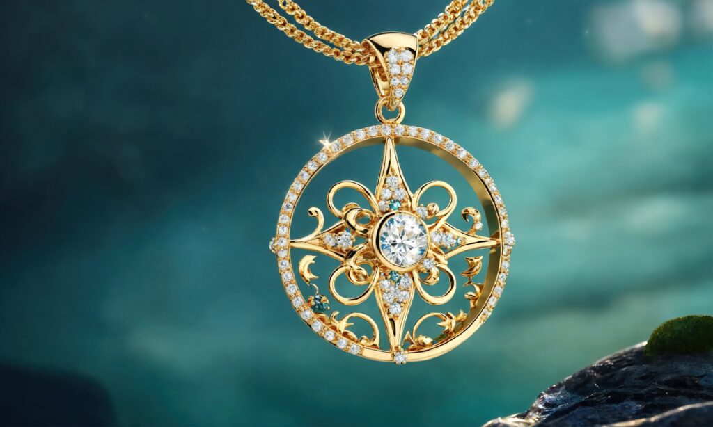 Pendant with European Machine Cut Cubic Zirconia.
